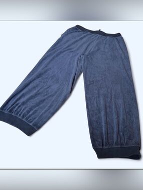 J. Crew Dark Navy Knit Lounge Pants cropped wide leg fit velour ribbed cuffs szL
